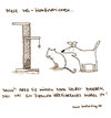 Cartoon: Irreführendes Möbel. (small) by puvo tagged hund,katze,dog,cat,wg,flat,share,kratzbaum,scratching,tree