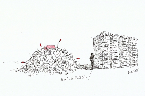 Cartoon: Brot statt Böller (medium) by Jori Niggemeyer tagged karikatur,cartoon,joricartoon,niggemeyer,ritual,sinnfrei,geldverschwendung,krach,böller,silvester