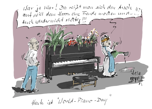 Cartoon: Heute ist ... (medium) by Jori Niggemeyer tagged weltpianotag,worldpianoday,piano,klavier,tasten,blumen,pflanzen,blumengießen,überraschung,freude,mann,frau,beziehung,weltpianotag,worldpianoday,piano,klavier,tasten,blumen,pflanzen,blumengießen,überraschung,freude,mann,frau,beziehung