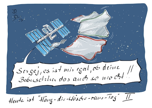 Cartoon: Heute ist ... (medium) by Jori Niggemeyer tagged wäsche,wäschetrocknen,wäscheleine,orbit,weltraum,sterne,planeten,iss,babuschka,oma,niggemeyer,jori,joricartoon,joriniggemeyer,wäsche,wäschetrocknen,wäscheleine,orbit,weltraum,sterne,planeten,iss,babuschka,oma,niggemeyer,jori,joricartoon,joriniggemeyer