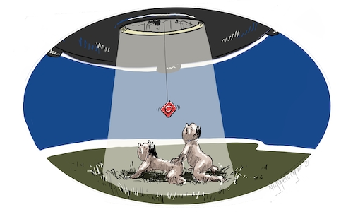 Cartoon: Verbindung der Welten (medium) by Jori Niggemeyer tagged liebe,kondom,ufo
