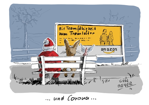 Cartoon: Zeitenwende... (medium) by Jori Niggemeyer tagged weihnachtsmann,osterhase,zahnfee,dienstleister,corona,weihnachten,weihnachtszeit,joricartoon,niggemeyer,weihnachtsmann,osterhase,zahnfee,dienstleister,corona,weihnachten,weihnachtszeit,joricartoon,niggemeyer,amazon,stellenangebot,teamleiter,teamfähigkeit,bank,plakat