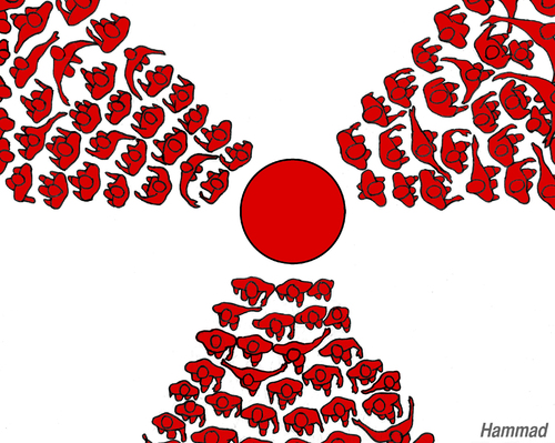 Cartoon: Japan_nuclear (medium) by javierhammad tagged japan,disaster,nuclear,enviroment,radiation,tsunami,earthquake,crisis,atomkraft,akw,atomausstieg,laufzeitverlängerung,atomenergie,zerstörung,reaktor,kraftwerk,umwelt,atom,gefahr,mensch,fukushima,japan,tsunami,erdbeben
