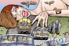 Cartoon: The chase (small) by javierhammad tagged chase,giant,surreal,woman,car,danger,road,animals,gorilla