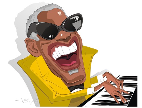 Cartoon: Ray Charles (medium) by FARTOON NETWORK tagged charles,ray,jazz,musician,caricature