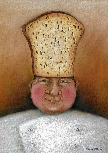 Cartoon: chef (medium) by Riina Maido tagged chef,hat,bread