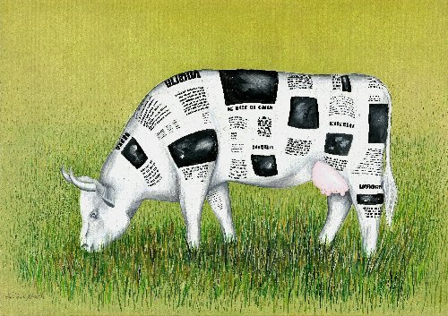 Cartoon: Cow (medium) by Riina Maido tagged cow,newspaper