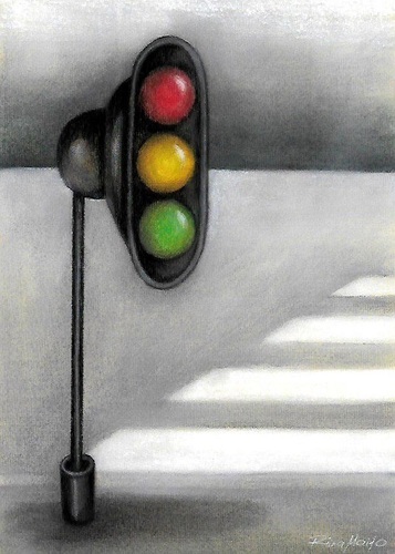 Cartoon: no war (medium) by Riina Maido tagged tank,trafficlight