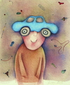 Cartoon: thought (small) by Riina Maido tagged car,hat