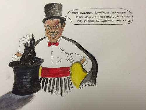 Cartoon: Tsipras der Magier Verhandlung (medium) by CatPal tagged griechendlandkrise