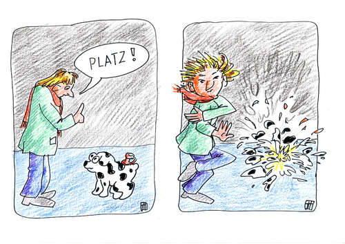 Cartoon: Platz! (medium) by thomasH tagged herrchen,frauchen,hund,platz,befehl