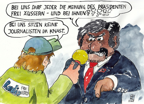 Cartoon: Pressefreiheit (medium) by thomasH tagged pressefreiheit,verhaftungen,journalisten,terroristen,yücel,türkei