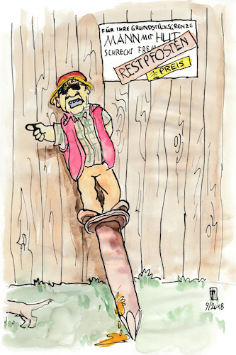Cartoon: Restpfosten Mann mit Hut (medium) by thomasH tagged mann,mit,hut,pressefreiheit,lka,polizei,filmverbot
