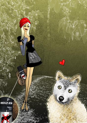 Cartoon: Rotkäppchen (medium) by gisela tagged rotkäppchen,mädchen,frau,wolf,herz,liebe