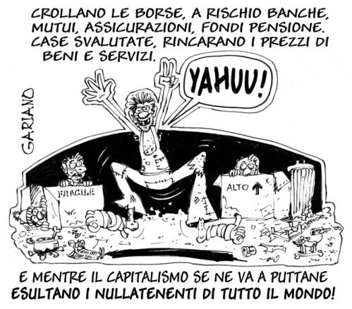 Cartoon: yahuu! (medium) by massimogariano tagged crack,borse,crisi,mutui,subprime
