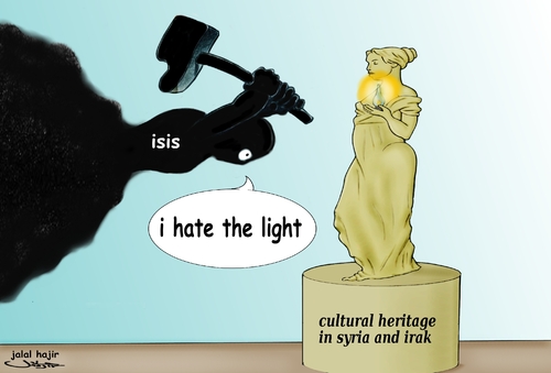 Cartoon: culture of destruction (medium) by jalal hajir tagged culture,irak,syria,isis,civilisation