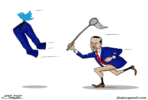 Cartoon: Erdugan and twitter ... (medium) by jalal hajir tagged twitter,erdugan