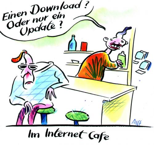 Cartoon: Download oder Update (medium) by Alff tagged computer,hardware,software,it,bar,drinking