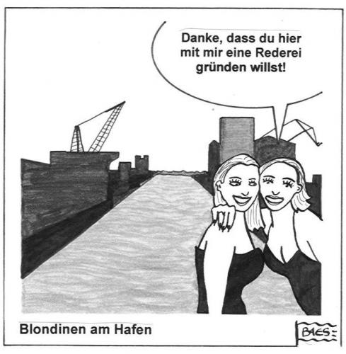 Cartoon: Blondinen am Hafen (medium) by BAES tagged frau,frauen,blondinen,hafen,reederei,reden,freundinnen