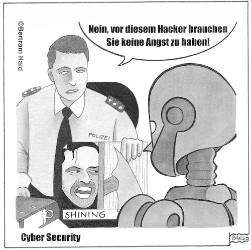 Cartoon: Cyber Security (medium) by BAES tagged hacker,hackerangriff,cyber,security,sicherheit,viren,virtuell,computer,internet,caberattacke,cyberkriminalität,rechner,shining,jack,nicholson,hacker,hackerangriff,cyber,security,sicherheit,viren,virtuell,computer,internet,caberattacke,cyberkriminalität,rechner,shining,jack,nicholson