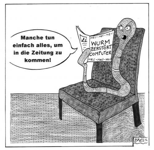 Cartoon: Das wurmt (medium) by BAES tagged conficker,virus,wurm,trojaner,computer,pc,internet,hacker