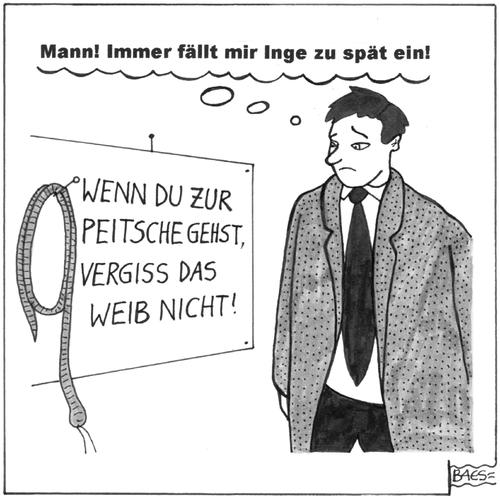 Cartoon: Der Vergessliche (medium) by BAES tagged friedrich,nietzsche,philosophie,mann,frau,peitsche,paar,liebe,friedrich nietzsche,philosophie,liebe,friedrich,nietzsche