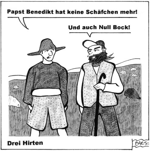 Cartoon: Drei Hirten (medium) by BAES tagged ratzinger,papstrücktritt,benedikt,vatikan,katholische,kirche,ratzinger,papstrücktritt,benedikt,vatikan,katholische,kirche
