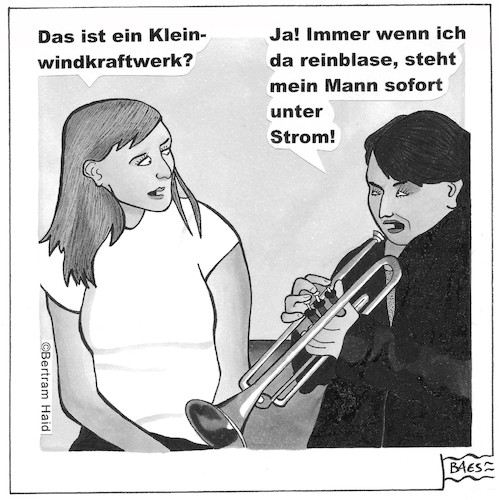 Cartoon: Kleinwindkraftwerke (medium) by BAES tagged kleinkraftwerk,kraftwerk,wind,energie,strom,natur,mann,frau,instrument,musik,kleinkraftwerk,kraftwerk,wind,energie,strom,natur,mann,frau,instrument,musik