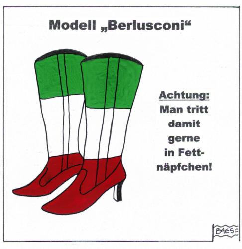Cartoon: Modell Berlusconi (medium) by BAES tagged silvio,berlusconi,italien,fettnäpfchen,politik,schuhe,stiefel,silvio berlusconi,italien,fettnäpfchen,politik,schuhe,stiefel,silvio,berlusconi