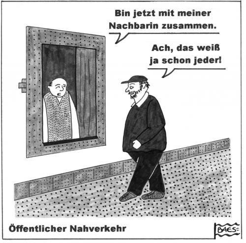 Cartoon: Öffentlicher Nahverkehr (medium) by BAES tagged nachbarn,öffentlicher,nahverkehr,liebe
