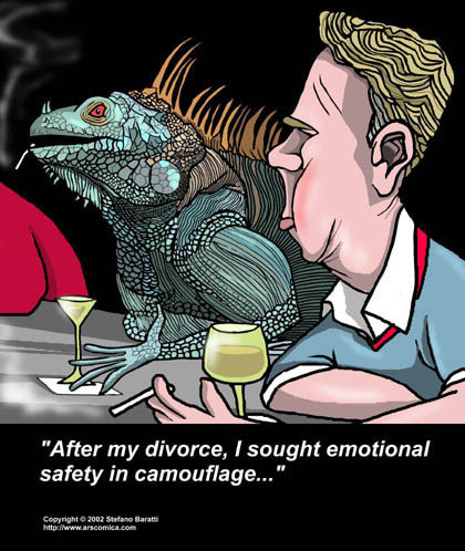Cartoon: At The Blue Iguana Pub (medium) by perugino tagged love,divorce,separation,relationships