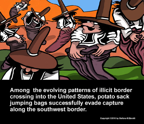 Cartoon: Illegal Aliens (medium) by perugino tagged illegal,aliens,border,crossing