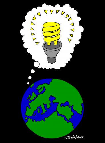 Cartoon: Fluorescent Earth (medium) by JohnnyCartoons tagged cartoon