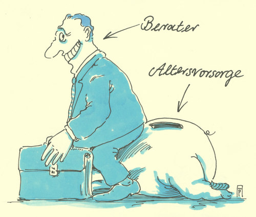 Cartoon: altersvorsorge (medium) by Andreas Prüstel tagged altersvorsorge,falsche,beratung,verbraucher,verluste,altersvorsorge,falsche,beratung,verbraucher,verluste