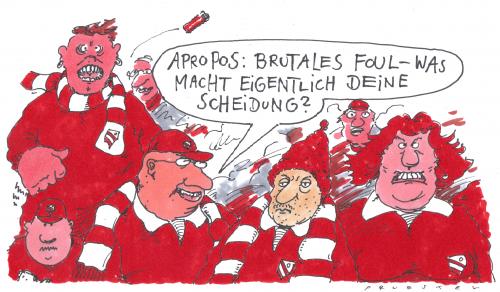 Cartoon: apropos (medium) by Andreas Prüstel tagged ehescheidung,fussballfans
