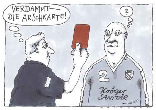 Cartoon: arschkarte (medium) by Andreas Prüstel tagged fussball,schiedsrichter,irrtum,fussball,fußball,fußballspieler,schiedsrichter,irrtum,missverständnis,arschkarte,rote karte,karte,spieler,sport,rote