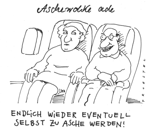 Cartoon: asche (medium) by Andreas Prüstel tagged vulkanasche,aschewolke,island,flugverkehr,tod,absturz