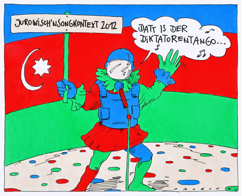 Cartoon: aserbaidschan (medium) by Andreas Prüstel tagged aserbaidschan,erovisionsongcontest,doktator,diktatur,baku,aserbaidschan,eurovision songcontest,baku,eurovision,songcontest