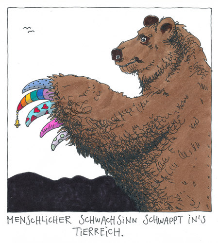 Cartoon: auf die kralle (medium) by Andreas Prüstel tagged fingernagelgestaltung,mode,bär,bärenkralle,fingernagelgestaltung,mode,bär,fingernägel,fashion