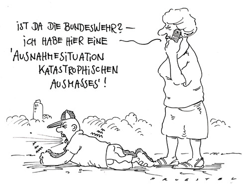 Cartoon: ausnahmesituation (medium) by Andreas Prüstel tagged bundeswehr,inlandeinsätze
