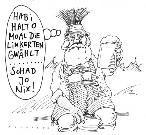 Cartoon: bayern-wahl (medium) by Andreas Prüstel tagged bayern,csu,wahlverhalten,csu,landstagswahl,wahlen,wählen,wahl,bayern,günther beckstein,erwin huber,wähler,wählerstimme,bier,alkohol,maß,die linke,günther,beckstein,erwin,huber,die,linke