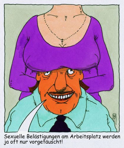 Cartoon: belästigungen (medium) by Andreas Prüstel tagged job,arbeitsplatz,sexuelle,belästigungen,vortäuschung,cartoon,karikatur,andreas,pruestel