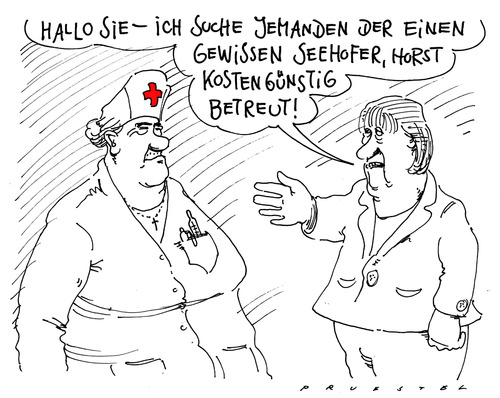 Cartoon: betreuungsgeld (medium) by Andreas Prüstel tagged betreuungsgeld,koalition,cdu,csu,seehofer,merkel,betreuungsgeld,koalition,cdu,csu,seehofer,merkel
