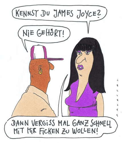 Cartoon: bildungsmisere (medium) by Andreas Prüstel tagged jamesjoyce,literatur,bildung,intellektualität,literatur,bildung,intellektualität