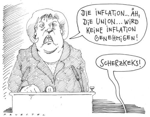 Cartoon: böses iwort (medium) by Andreas Prüstel tagged euroschwäche,inflation,merkel,union,euroschwäche,inflation,angela merkel,euro,währung,angela,merkel