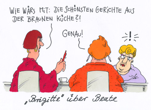 Cartoon: brigitte beate zschäpe (medium) by Andreas Prüstel tagged nsu,prozess,medienplatzvergabe,auslosung,presse,printmedien,brigitte,frauenzeitschrift,beate,zschäpe,rezepte,cartoon,karikatur,andreas,prüstel,nsu,prozess,medienplatzvergabe,auslosung,presse,printmedien,brigitte,frauenzeitschrift,beate,zschäpe,rezepte,cartoon,karikatur,andreas,prüstel