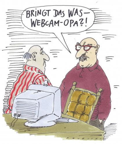 Cartoon: cam (medium) by Andreas Prüstel tagged internet,webkam,rentner