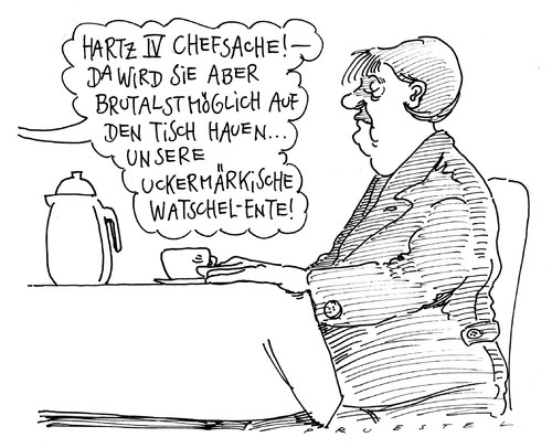 Cartoon: chefsache (medium) by Andreas Prüstel tagged merkel,hartz4,chefsache,hartz,arbeit,job,unternehmen,firma,arbeitslos,arbeitslosigkeit