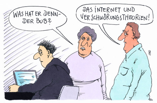 Cartoon: der bub (medium) by Andreas Prüstel tagged internet,verschwörungstheorien,cartoon,karikatur,andreas,pruestel,internet,verschwörungstheorien,cartoon,karikatur,andreas,pruestel