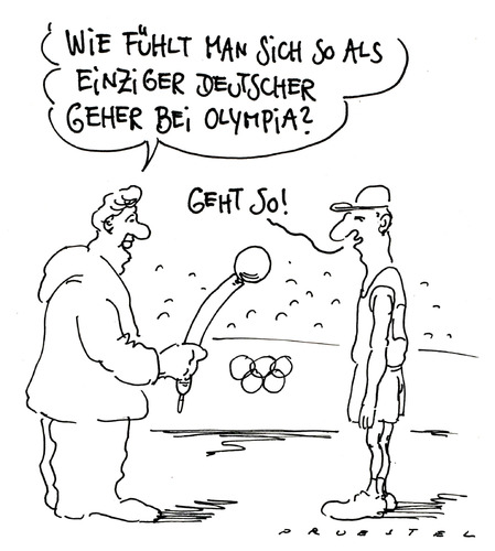 Cartoon: deutscher geher (medium) by Andreas Prüstel tagged olympia,london,gehen,geher,interview